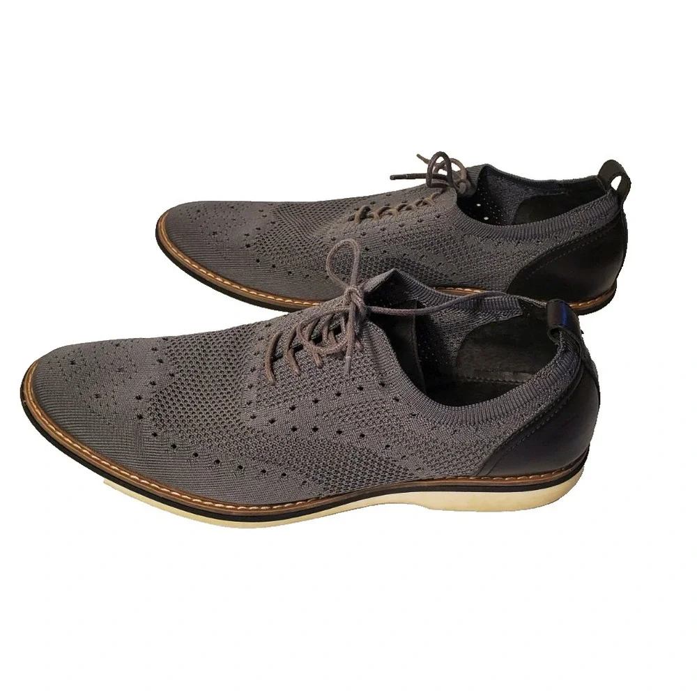Aiden‎ & Mason AM-Albert3 Men's 13 M Gray Oxford Wingtip Lace Up Mesh Shoes